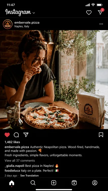 The finished Embervale post published to Instagram